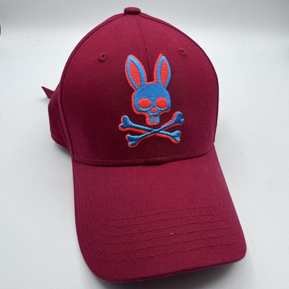 Psycho Bunny Men’s Burgundy Red Classic Baseball Cap Embroidered Logo O/S